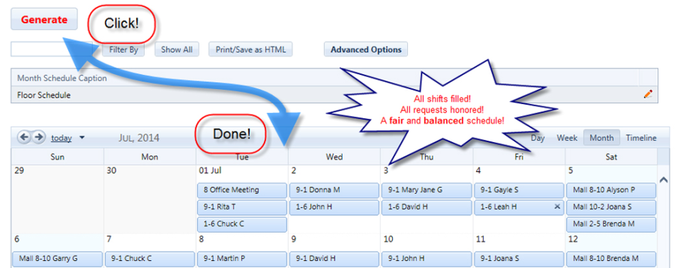 screenshot of Floor Schedule